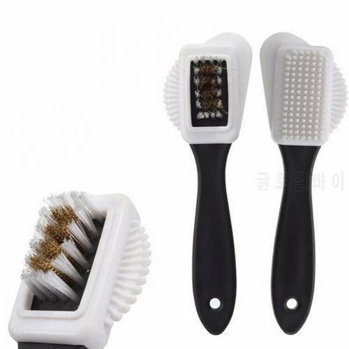 Black 3 Side Shoe Brush Cleaning Brush For Suede Nubuck Boot Shoes Shape Shoe Cleaner Boot Leather Shoes Cleaner Shoe Shiner