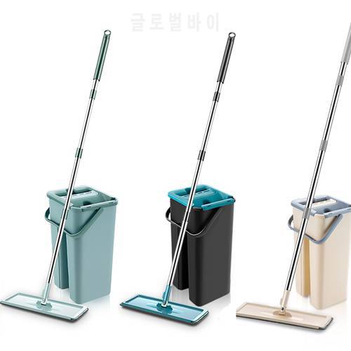 360 Rotating Flat Squeeze Mop With Bucket Cleaning Wash Floor Mop 4/6Pcs Replaceable Pads Wet Dry Usage Household Kitchen Tools