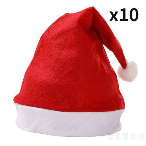 10 Pieces Adult Bulk Christmas Hats Neutral Red Non-woven Comfortable Christmas Hat New Year Christmas Holiday Party Supplies