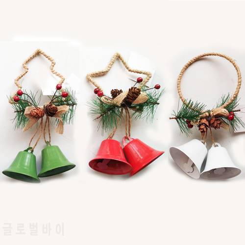 New Christmas Bell Red White Green Metal Jingle Bells Christmas Tree Hanging Pendant Ornament Christmas Decoration for Home