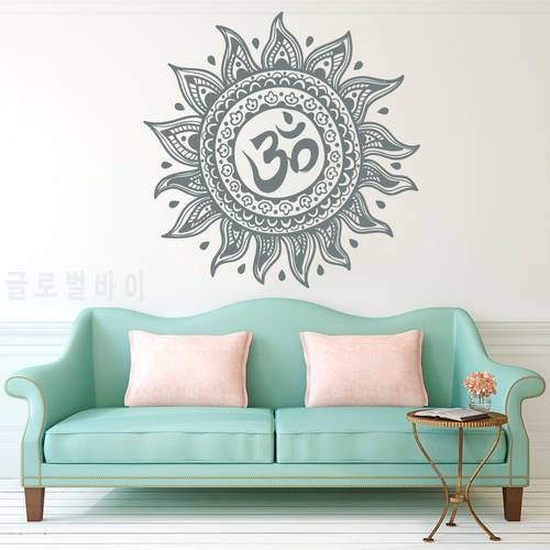 Religious OM Mandala Flower Yoga Wall Sticker Home DIY Room Decoration Poster Bohemian Living Room Decor Mural NY-224