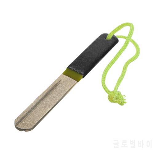 Diamond Stone Fishing Hook Sharpener Hook Hone Sharpening Tool Double Sided With A Rubber Grip Handle And PVC Sheath