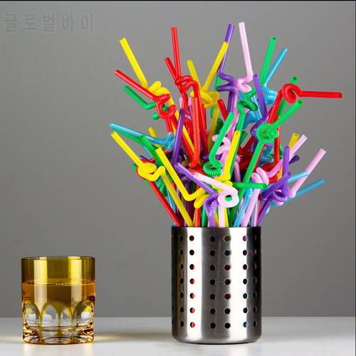 100Pcs/Pack Flexible Straws Drink Straw Reusable Silicone Drinking Straws Set Party Birthday Wedding Christmas Decor Supply