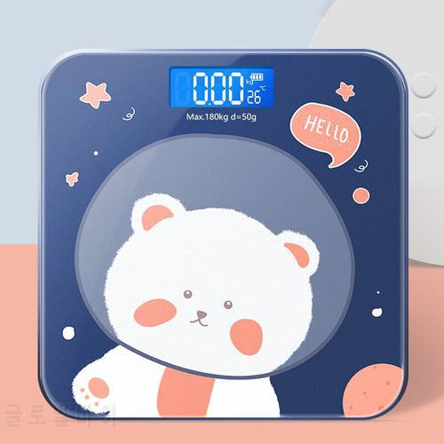 Cartoon Bear Weight Scale LCD Display Glass Smart Bathroom Scales Digital Body Fat Scales High-precision Electronic Floor Scales