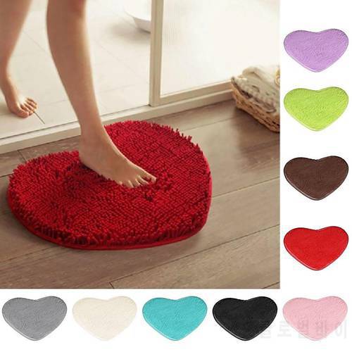 30X40cm Love Heart Shaped Floor Mat Doormat Non Slip Soft Push Mat Bathroom Floor Area Rug For Living Room Faux Shaggy Carpets