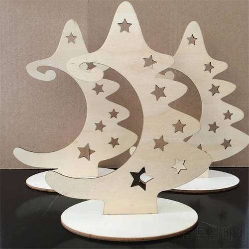 Wood Slices With Stand Natural Unfinished Wooden Tree Star Crafts For Christmas Ornaments