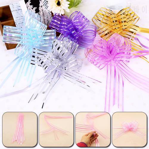 10Pcs/Set Pull Bow Gift Ribbons Flower Wrappers For Wedding Events Adornment Birthday Christmas Party Car Decor Gifts Box Bows
