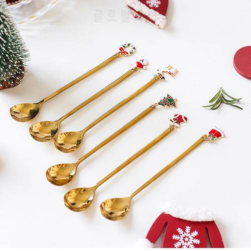 New Year 2022 Metal Merry Christmas Spoons Xmas Party Tableware Ornaments Christmas Decorations for Home Table Navidad Gifts