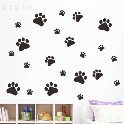 22Pcs/set Cat Dog Paw Wall Vinyl Decal Stickers Ideal for Home Cars Fridges Stickers Wall stickers Home decoration