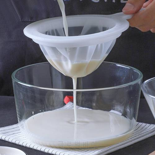 100/200/400 Mesh Kitchen Ultra-fine Mesh Strainer Filter Kitchen Nylon Mesh Filter Spoon for Soy Milk Coffee Milk Yogurt Honey