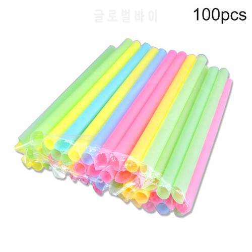100pcs Large Drinking Straws Mixed Colors For Pearl Bubble Milk Tea Smoothie Party Plastic 20cm x 1cm Bar Accessories