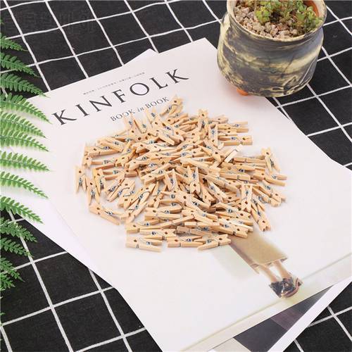 50/100PCS 2.5CM Mini Natural Wooden Clothes Photo Paper Clothespin Craft Clips Portable Wood Clamp