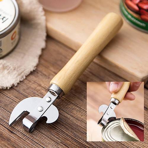 1pc Can Opener Corkscrew Portable Wooden Handle Multi-purpose Kitchen Tools Beer Can Party RePicnic For Home Kitchen