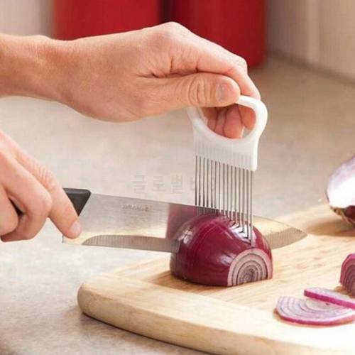 Stainless Steel Onion Needle Onion Holder Handheld Simple Slicer Fruit Vegetable Cutter Cooking Utensils For Kitchen Accessories