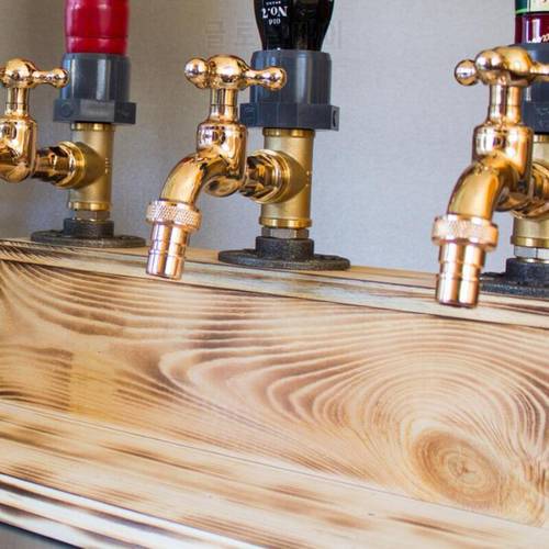 Liquor Alcohol Whiskey Wood Dispenser Faucet Shape For Party Dinners Bars And Beverage Stations Whiskey Dispenser 1/2/3 Heads