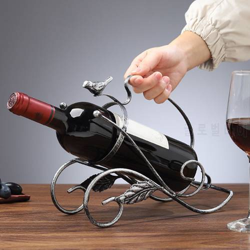 Retro Wine Bottle Holder With Bird Handle Wine Rack Display Stand For Bars Restaurants Shopping Malls Wine Cabinet Decorations