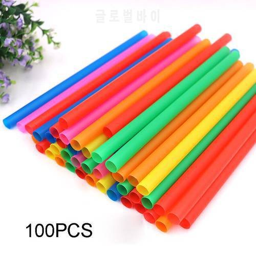 100pcs Colorful Plastic Disposable Large Drinking Straws For Pearl Bubble Milk Tea Smoothie Drink Party Supplies Bar Accessories