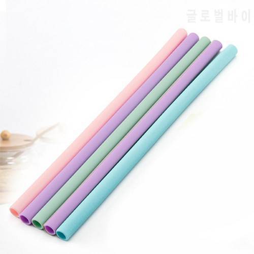Portable Juice Beverage Reusable Travel Straight Silicone Drinking Straw Pipe
