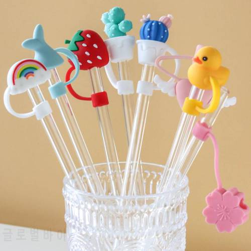 Silicone Straw Plug Reusable Airtight Drinking Dust Cap Cup Accessories Cartoon Plugs Tips Cover Suit For 6-8mm Straws Plug