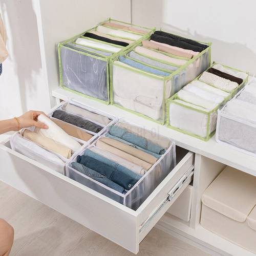 T-shirt Clothes Organizer Foldable Jeans Subdivision Storage Boxes Wardrobe Drawer Panties Bra Thickened Compartment Sorting Box