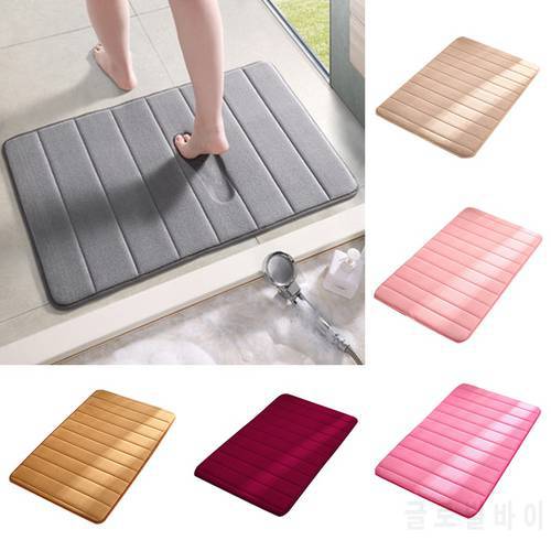 Home Bath Mat Coral Fleece Carpet Water Absorption Non-slip Memory Foam Rug Toilet Floor Mat Bathroom Kitchen Home Supplies