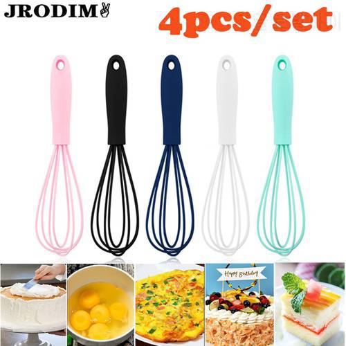 6 Inch Whisk Silicone Whisk Manual Egg Beater Mixer Non-Slip Easy To Clean Egg Beater Milk Frother Kitchen Cooking Baking Gadget