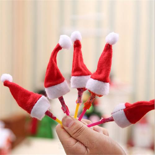 10/20pcs Merry Christmas Mini Christmas Hat Christmas Decoration Lollipop Hat Home Christmas Decoration 2022 New Year Xmas Gift