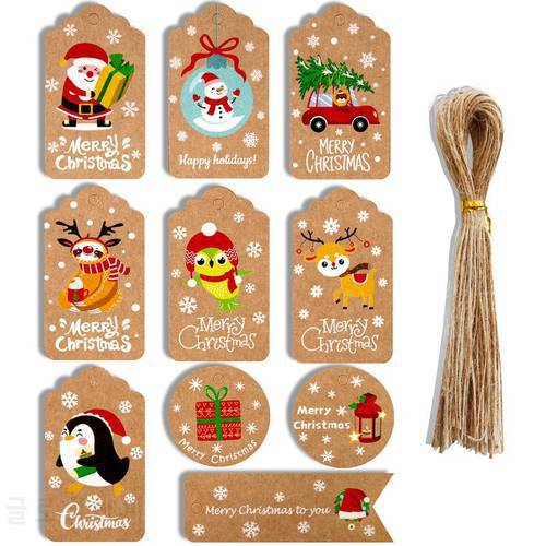 50Pcs New Year 2023 Paper Tags Christmas Tree Ornaments DIY Crafts Label Christmas Decorations for Home Xmas Tree Pendants Gifts