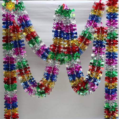 Colorful Christmas Tree Tinsel Garland Ribbon Bar Shiny Tops Christmas Tree Hanging Ornaments Wedding Party Decoration