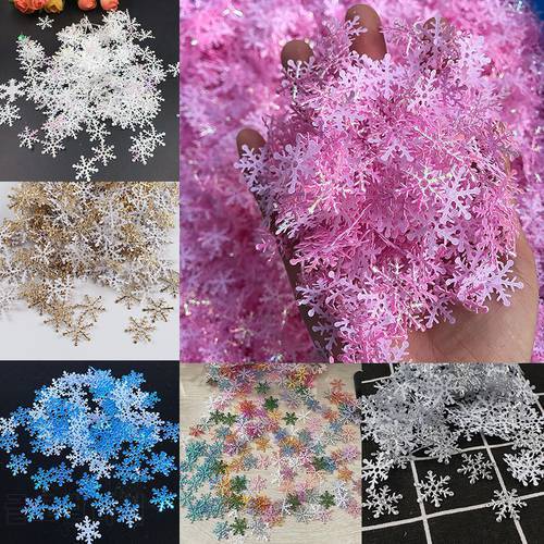 300Pcs/Pack Christmas Snowflakes Confetti Artificial Snow Xmas Tree Ornaments Decorations For Home Party Wedding Decoration