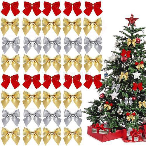 For Crafts Xmas New Year Birthday Party Wedding Christmas Bows Christmas Tree Ornaments Hanging Decorations Bowknot