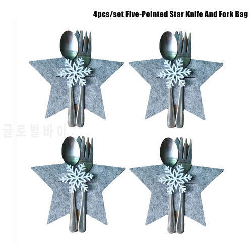 4Pcs Christmas Decor Restaurant Hotel Layout Non-Woven Old Man Snowman Xmas Knife And Fork Bag Cutlery Cover Decoration