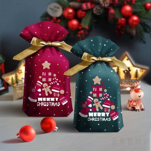 5pcs New Year 2023 Christmas Candy Packaging Santa Gift Bag Xmas Plastic Bag Christmas Decorations for Home Navidad 2022 Gift