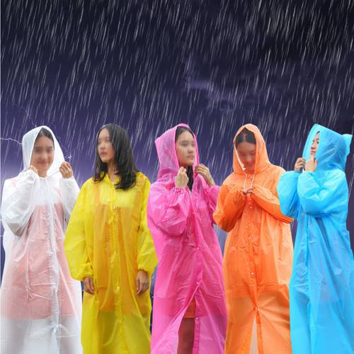 Fashion Women Man Raincoat Thickened Waterproof Rain Poncho Coat Adult Clear Transparent Camping Hoodie Rainwear Suit