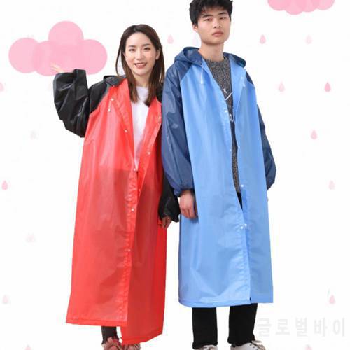 EVA Long Rain Coat For Outdoor Wear Raincoat Splicing Pattern Long Rope Design Fashion Hooded Adult Raincoat for Unisex