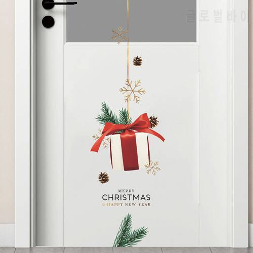 Christmas Gift Pattern Wall Stickers Christmas Festival Decoration Wallpaper Home Decor New Year Decals Glass Window Door Poster