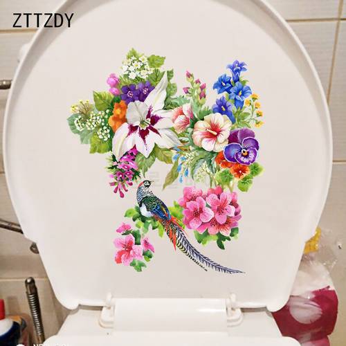 ZTTZDY 20.9×23.9CM Gorgeous Flower Branch Bedroon Wall Stickers Mural Classical Toilet Decor T2-1414