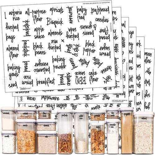 157PCS Self-Adhesive Stickers Pantry Labels Waterproof Transparent Resistant Food Label Sticker For Containers Storage Jar