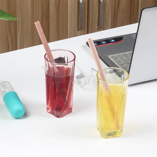 6Pcs Reusable Silicone Collapsible Drinking Straws Flexible Screw Thread Silicone Straws BPA Free Straw With 2 Cleaning Brushes