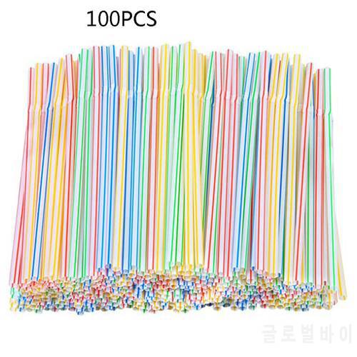 100Pcs 21cm Colorful Disposable Plastic Curved Drinking Straws Wedding Birthday Party Bar Drink Soybean Milk Accessories