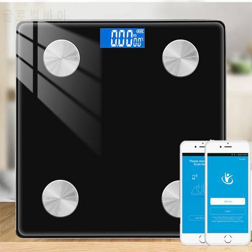 Smart Electronic Scales Fashion Digital Body Weight Bluetooth Scale Body Fat Water Content Testing Scales LCD Display Glass