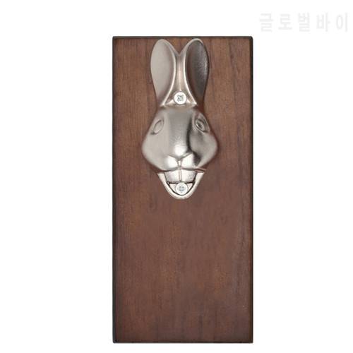Rabbit Head Iron Bottle Opener Magnetic Refrigerator Stickers Bottle Openers Decoration Wall Mounted Home Sculpture Corkscrew