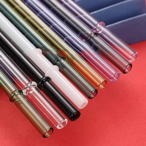 Colorful Glass Drinking Straw High Borosilicate Reusable Glass Straws Heat-Resistant Tea Juice Cocktail Straws