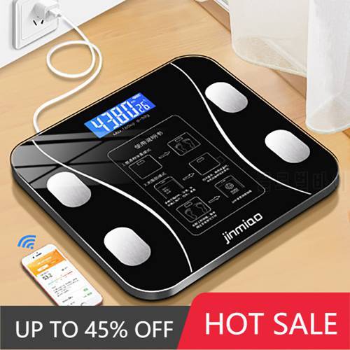 USB Rechargeable Wireless Digital Weight Scale Health Analyzer with Smartphone App Intelligent Digital Electronic Weight Scale