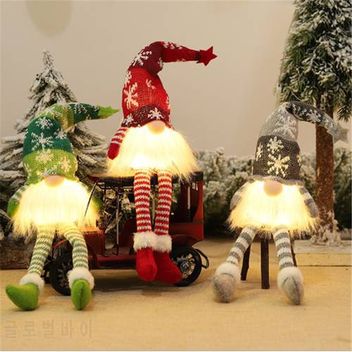 Merry Christmas LED Luminous Faceless Forest Old Man Elf Doll Ornament Navidad New Year Christmas Gift Children Faceless Doll