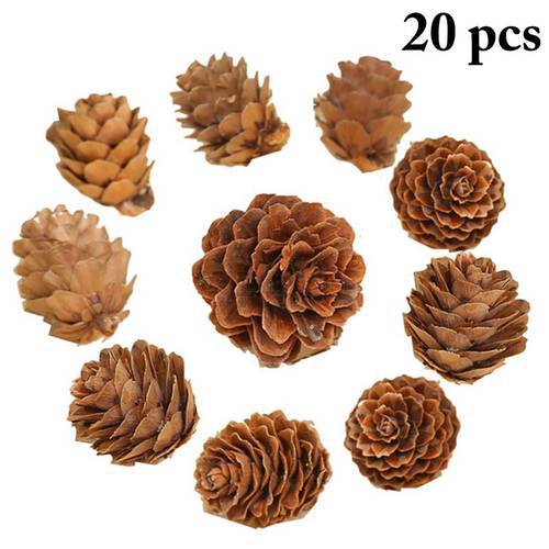 20Pcs Wooden Natural Pinecone Christmas Tree Hanging DIY 3D Vivid Pine Cones Ornaments Party Xmas Decorations for Home Decors