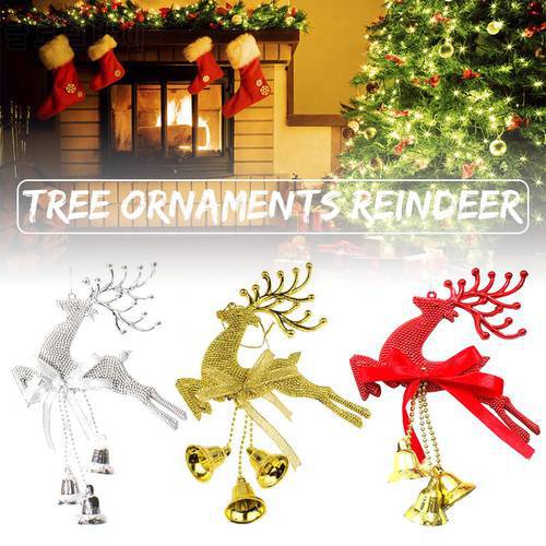 Merry Christmas Decorations Silver Gold Xmas Baubles Christmas Tree Pendant Reindeer Hanging Ornaments Mall Party Home Decor