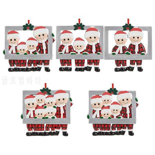Cute Family Photo Frame Resin Ornaments Christmas Tree Hanging Pendant DIY Personalized Names Family Gift 2020 Christmas Decor