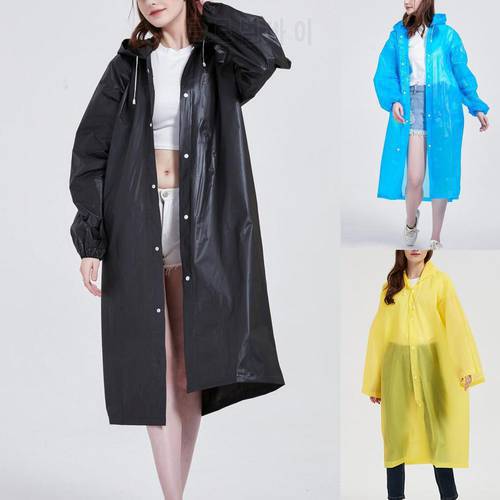 Reliable Unisex Raincoat Hooded Loose Simple Slicker Non-disposable Rainwear Long Sleeve Non-disposable Rainwear for Rainy Day