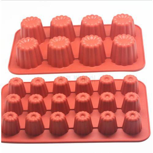 canele mold Silicone Canneles Mold rectangular spiral donuts round flat love heart shape cake Silicone baking pan for pastry